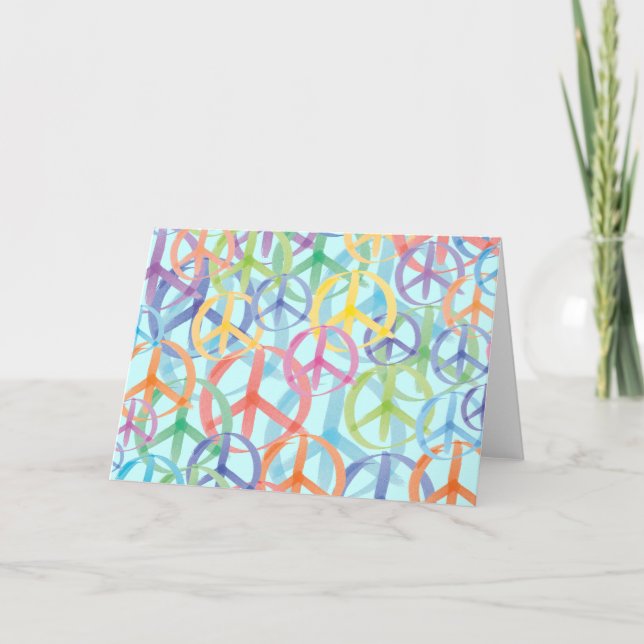 Tarjeta Festiva Arte de Símbolos de Paz (Anverso)