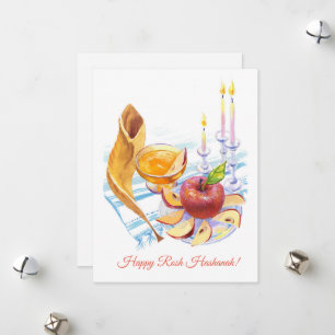 Tarjeta Festiva arte de símbolos de Rosh Hashaná