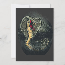 Tarjeta Festiva Arte de tatuaje de cobra feroz en jungla oscura