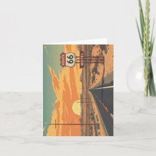 Tarjeta Festiva Arte de viaje de la carretera vintage del atardece