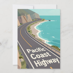 Tarjeta Festiva Arte de viaje gráfico de la autopista de la costa 
