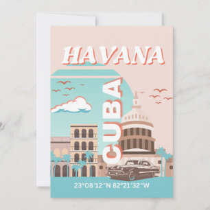 Tarjeta Festiva Arte de viaje retro de La Habana Cuba