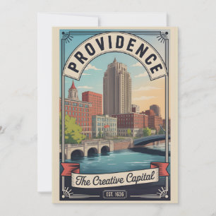 Tarjeta Festiva Arte de viaje retro de Providence Rhode Island Vin