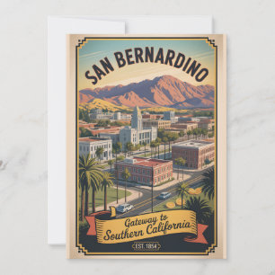 Tarjeta Festiva Arte de viaje retro de San Bernardino California V