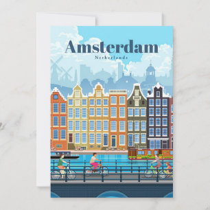 Tarjeta Festiva Arte de viaje Viajar a Ámsterdam