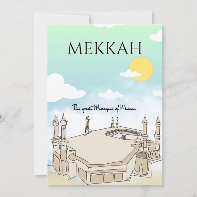 Tarjeta Festiva Arte de viajes de la Gran Mezquita de La Meca (Anverso)