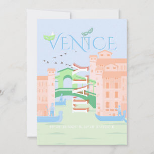 Tarjeta Festiva Arte de viajes de Venecia, Italia, arte de viajes