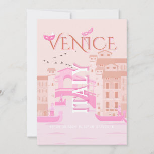 Tarjeta Festiva Arte de viajes de Venecia, Italia, arte de viajes,