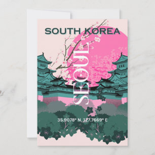 Tarjeta Festiva Arte de viajes en Seúl, Corea del Sur