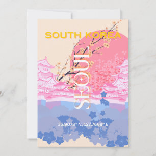 Tarjeta Festiva Arte de viajes en Seúl, Corea del Sur, Pastel