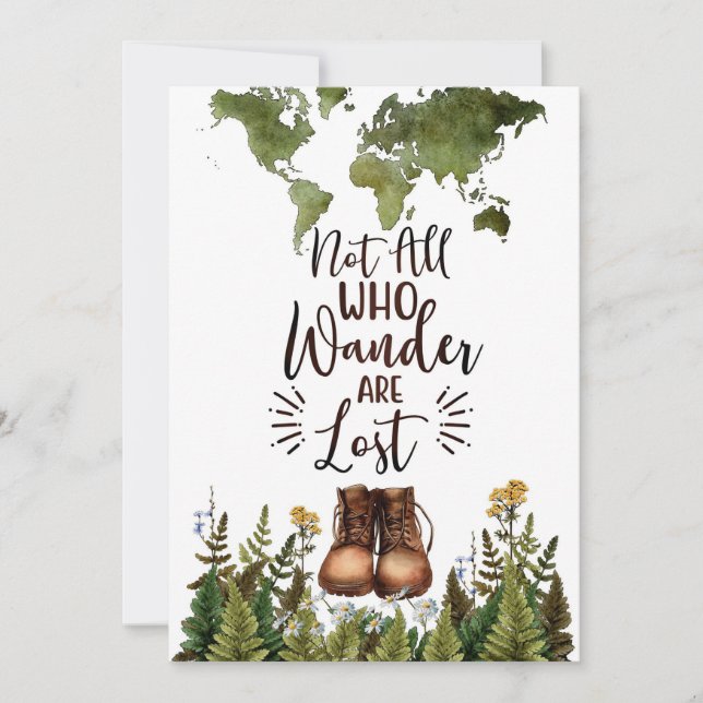 Tarjeta Festiva Arte de viajes No Todos Los Que Se Pierden (Anverso)