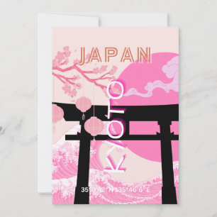 Tarjeta Festiva Arte de viajes rosados en Japón