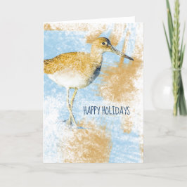 Tarjeta Festiva Arte de Willet Shorebird Beach