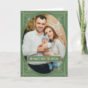 Tarjeta Festiva Arte Deco Chic Marco Verde Foto Personalizada Navi