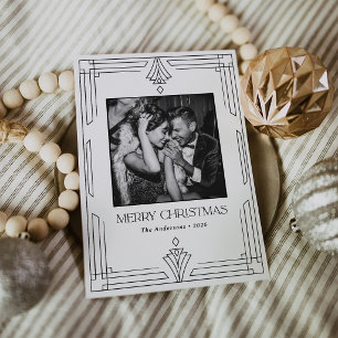 Tarjeta Festiva Arte Deco en Blanco y Negro Foto Moderna de Navi