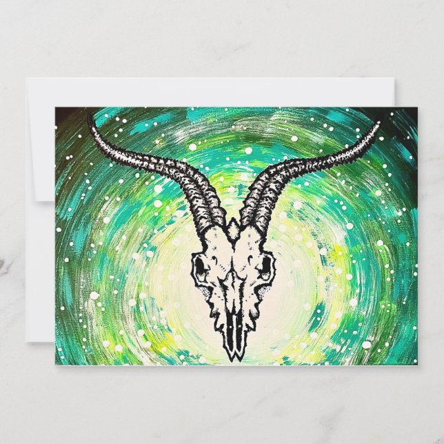 Tarjeta Festiva arte del cráneo del gótico cósmico (Anverso)