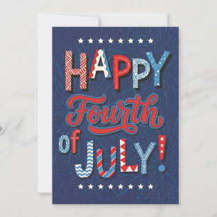 Tarjeta Festiva Arte del Cuatro de Julio Celebración Patriótica Ob