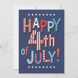 Tarjeta Festiva Arte del Cuatro de Julio Celebración Patriótica Ob