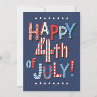 Tarjeta Festiva Arte del Cuatro de Julio Celebración Patriótica Ob