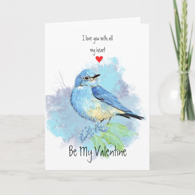 Tarjeta Festiva Arte del pájaro del Bluebird del amor de la (Anverso)