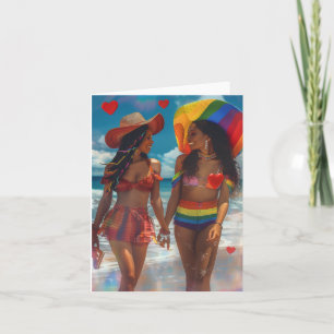 Tarjeta Festiva Arte digital del amor de San Valentín de dos chica