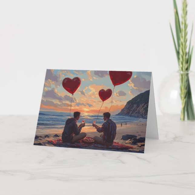 Tarjeta Festiva Arte digital LGBTQ para picnic en la playa (Anverso)