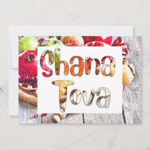 Tarjeta Festiva Arte divertido de Shana Tova, manzanas, miel y gra
