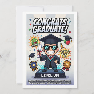Tarjeta Festiva Arte divertido para graduación inspirado en jugado