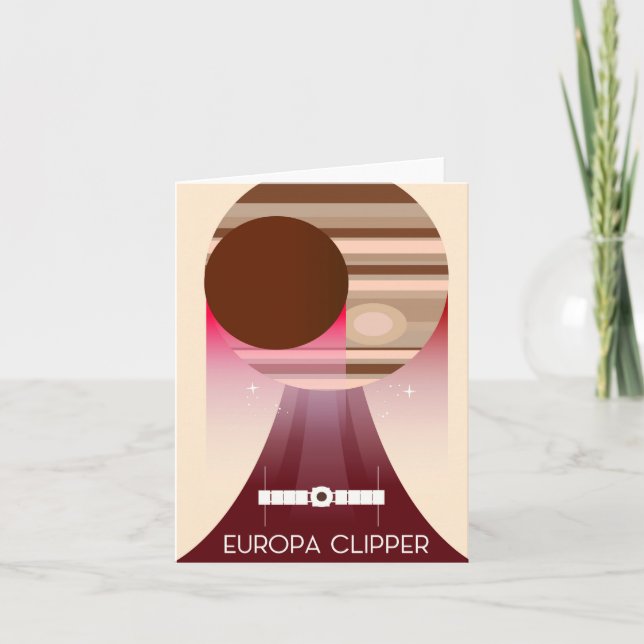 Tarjeta Festiva Arte espacial Europa Clipper (Anverso)