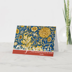 Tarjeta Festiva Arte Floral Azul Cherwell Vintage de William Morri