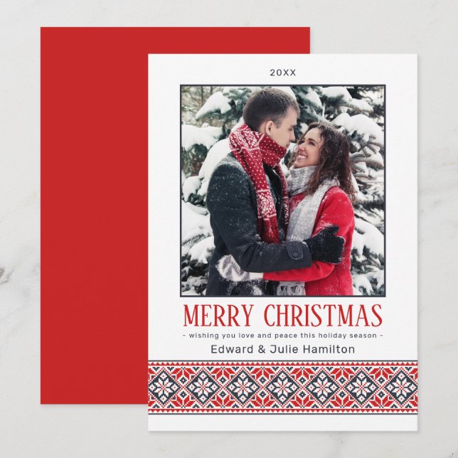 Tarjeta Festiva Arte folclórico eslavo moderno Poinsettia | Foto (Anverso / Reverso)