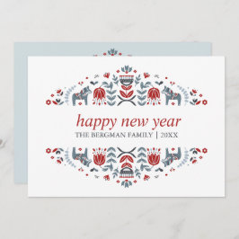 Tarjeta Festiva Arte folclórico nórdico | Navidades de Año Nuevo 3