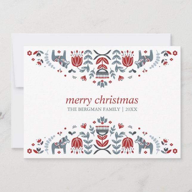 Tarjeta Festiva Arte folclórico nórdico | Navidades Vacaciones 3 F (Anverso)