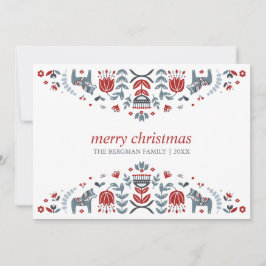 Tarjeta Festiva Arte folclórico nórdico | Navidades Vacaciones 3 F