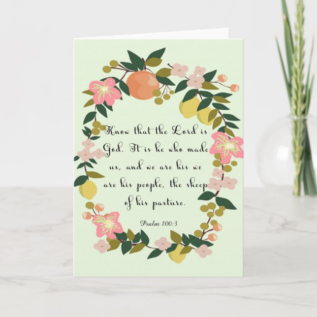 Tarjeta Festiva Arte inspirador cristiano - Salmo 100:3 (Anverso)