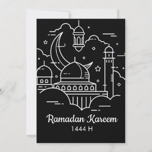 Tarjeta Festiva Arte lineal Ramadan Kareem - EID Mubarak