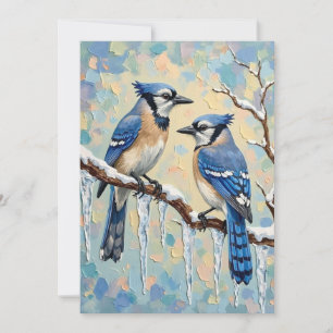 Tarjeta Festiva Arte Navideño de Azulejos Azules en Rama de Carámb