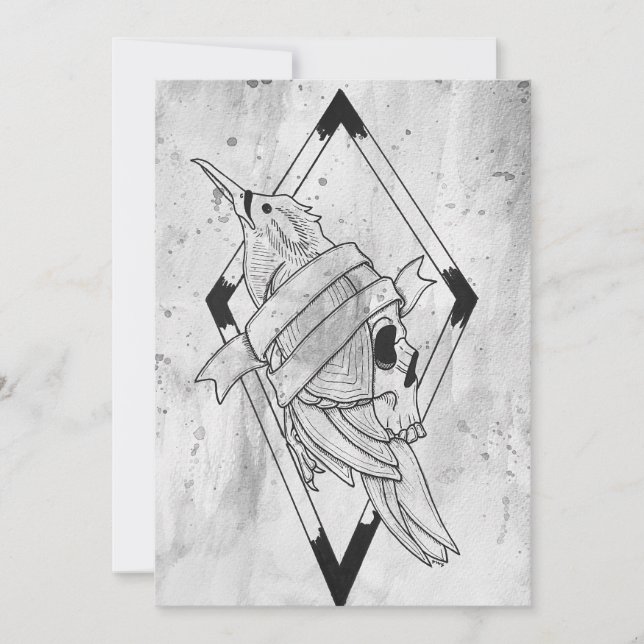 Tarjeta Festiva Arte pagano gótico de cráneos (Anverso)