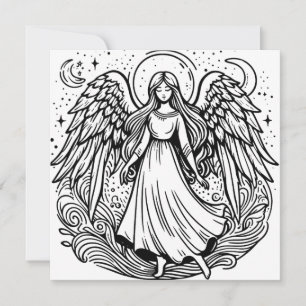 Tarjeta Festiva Arte para Colorear Ángel de la Guarda