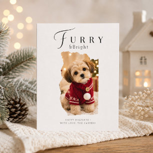 Tarjeta Festiva Arte Peludo y Brillante de Cachorro Navideño Foto