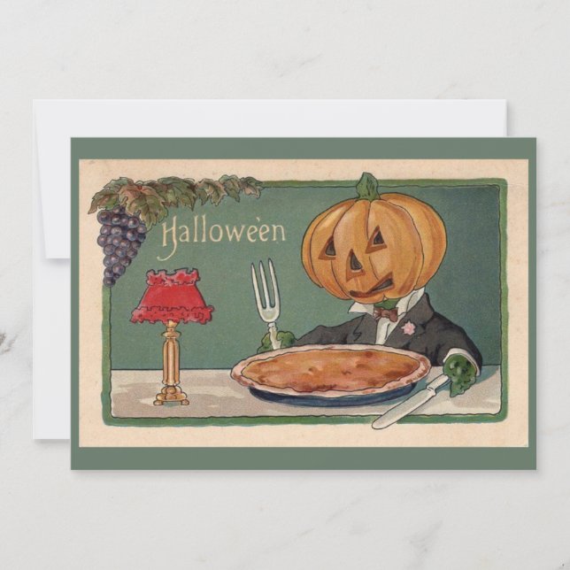 Tarjeta Festiva arte personalizable de Halloween vintage (Anverso)