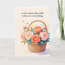 Tarjeta Festiva Arte Pintado con Hilo | Peonía Día de la Madre Mod