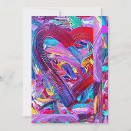 Tarjeta Festiva Arte Pintado Corazón, Arte Fino