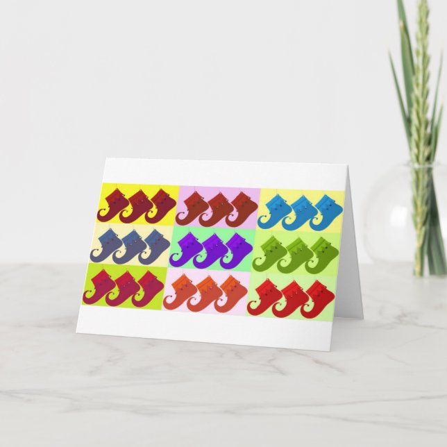 Tarjeta Festiva Arte pop zapato de duende (Anverso)