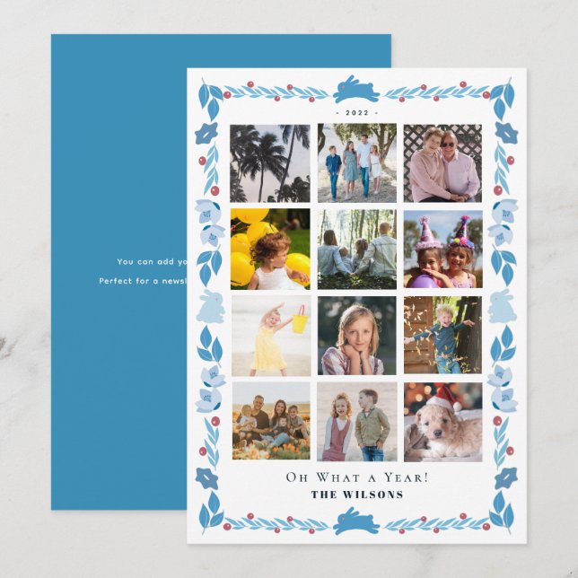 Tarjeta Festiva Arte popular conyugal azul qué año más en la foto  (Anverso / Reverso)
