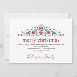 Tarjeta Festiva Arte Popular Escandinavo Foto de Caballo de Dala e