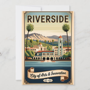 Tarjeta Festiva Arte Retro Ciudad de las Artes Riverside Californi