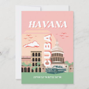 Tarjeta Festiva Arte retro vintage de La Habana Cuba