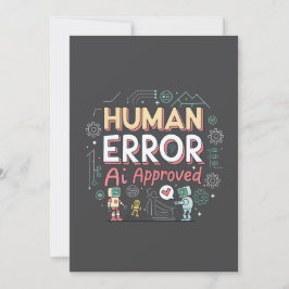 Tarjeta Festiva Arte Robótico con Error Humano Aprobado por IA