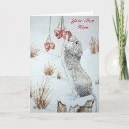 Tarjeta Festiva Arte rojo salvaje lindo de la escena de la nieve